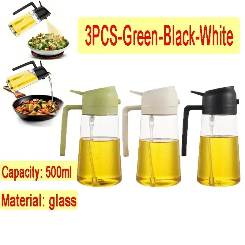 2-in-1 Glass Oil Dispenser & Sprayer | Leakproof, Non-Slip Kitchen Mister