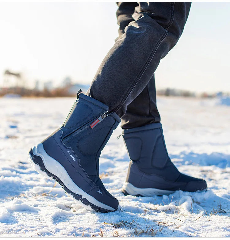 Large Size Winter Men's Boots Warm Plush Ankle Boots Sweat Wicking High-Top Warm Snow Boots Outdoor Sneakers Winter Men's Shoes