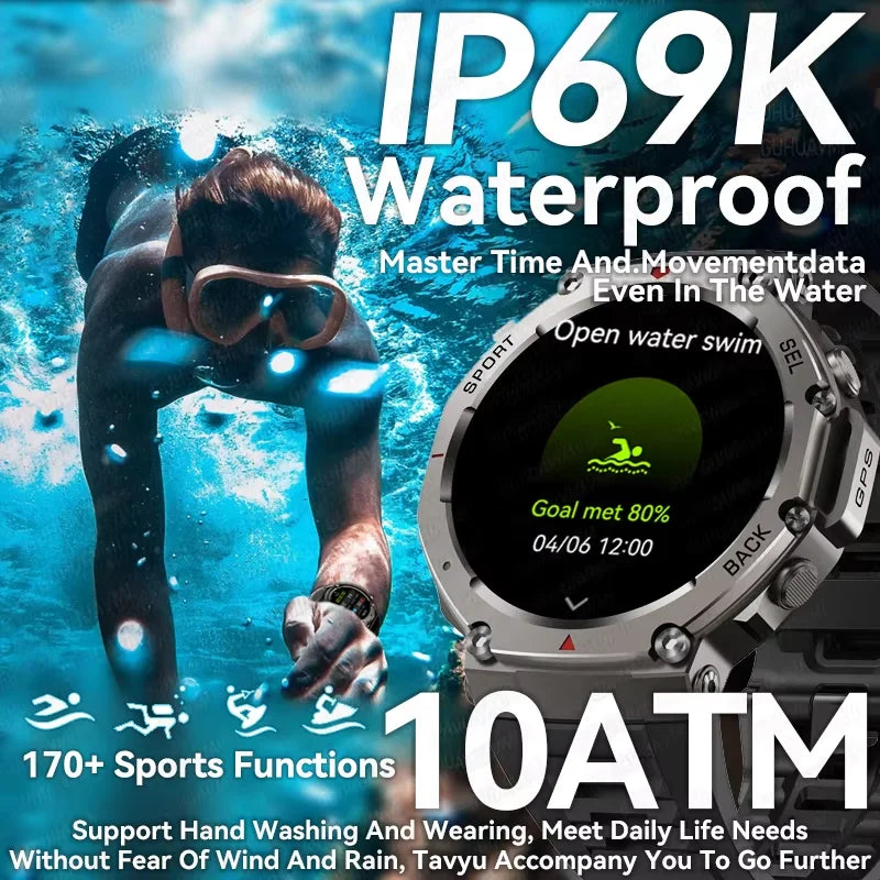 T-Rex 3 GPS Smart Watch 10ATM IP69K Waterproof Clock Compass Altimeter Call Military Sports Smartwatch Men For HUAWEI Bracelet