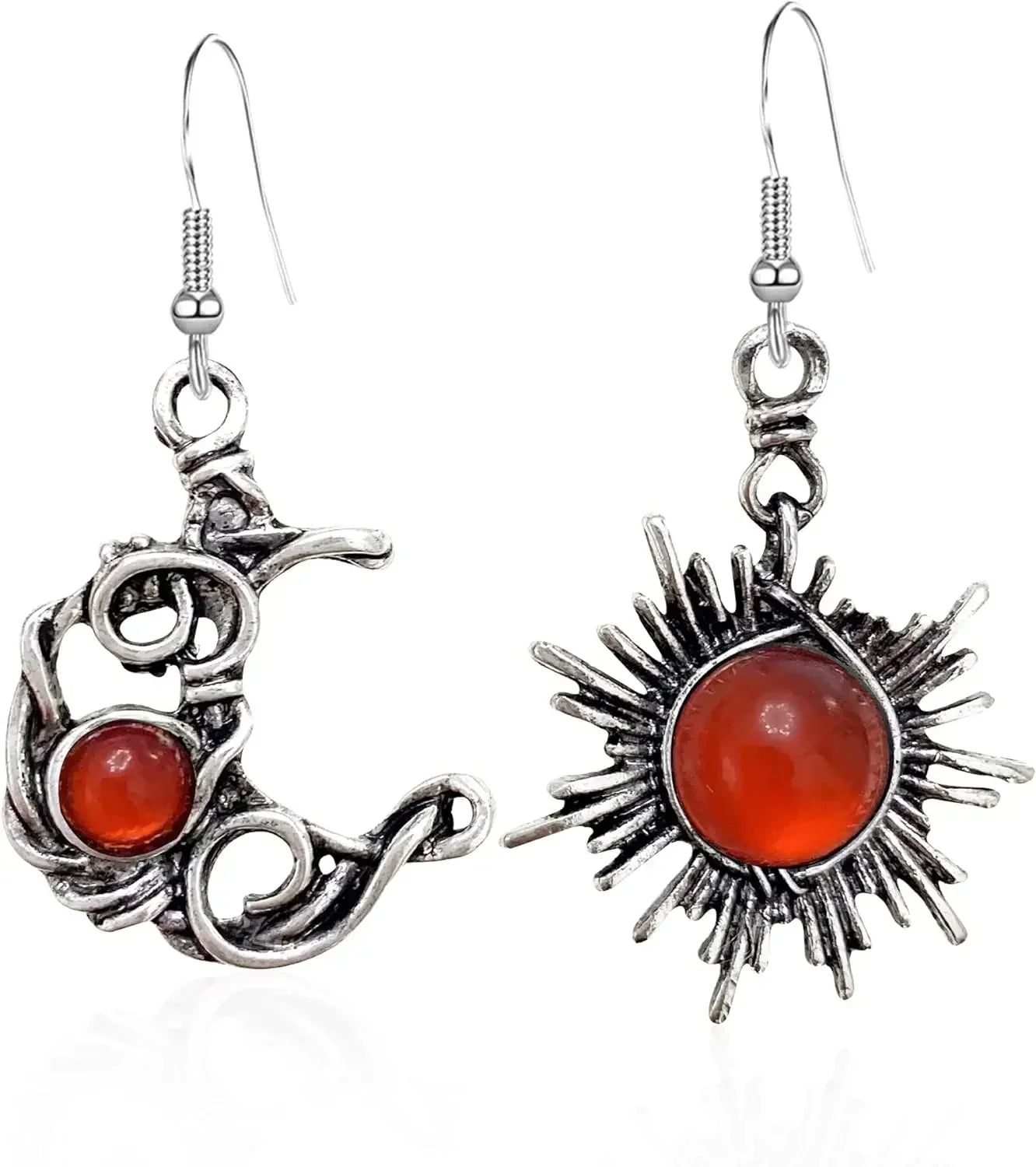 Boho Sun & Moon Drop Earrings – Vintage Crystal Jewelry for Women