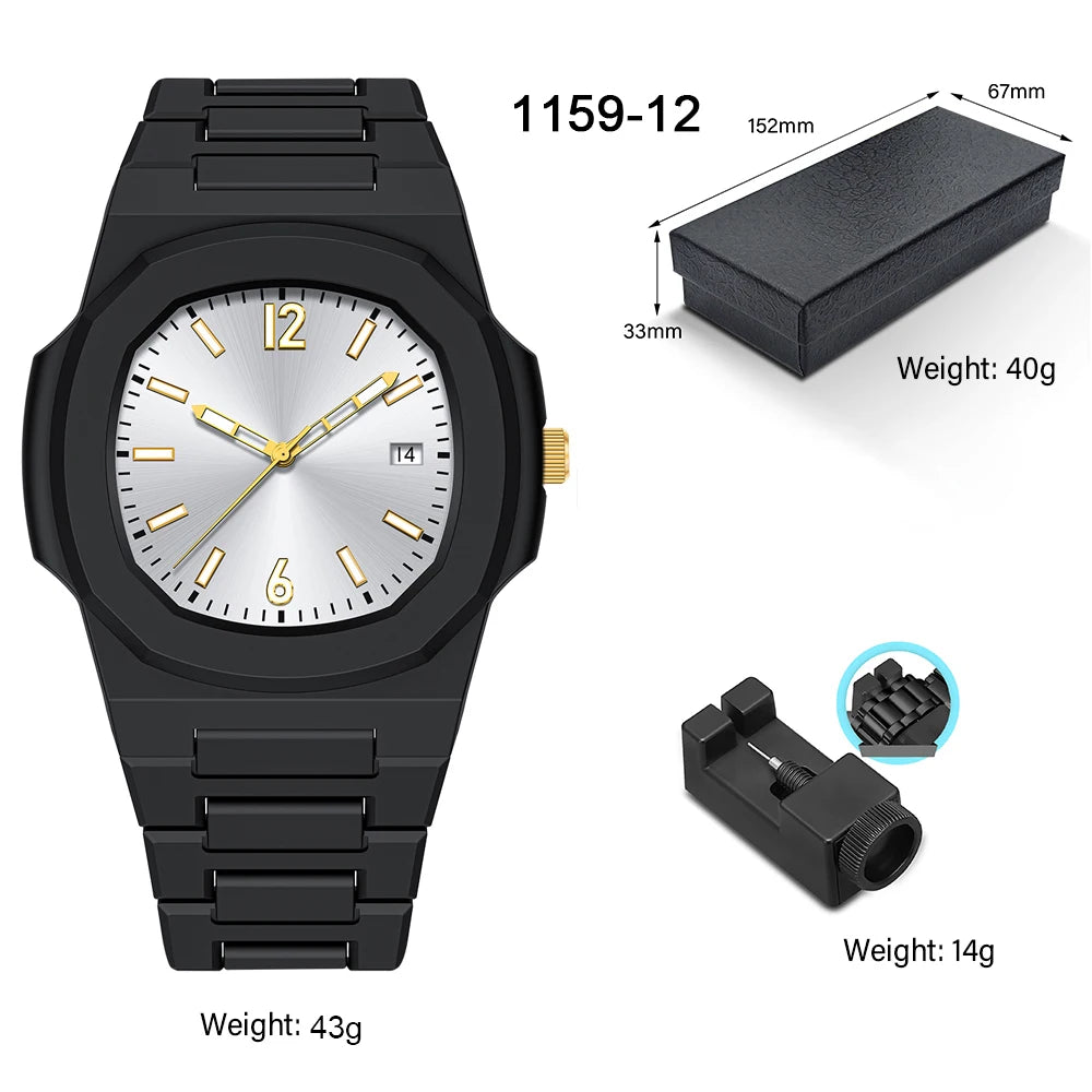 Men's Arabic Numeral Quartz Watch 30-Meter Water Resistance Casual Sports Silicone Wristband Watch Clock Nautilus Design Watch