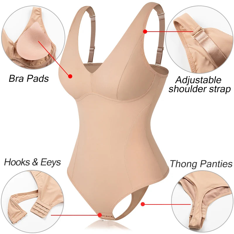 Women's Shapewear Bodysuit with Built-in Bra & Tummy Control