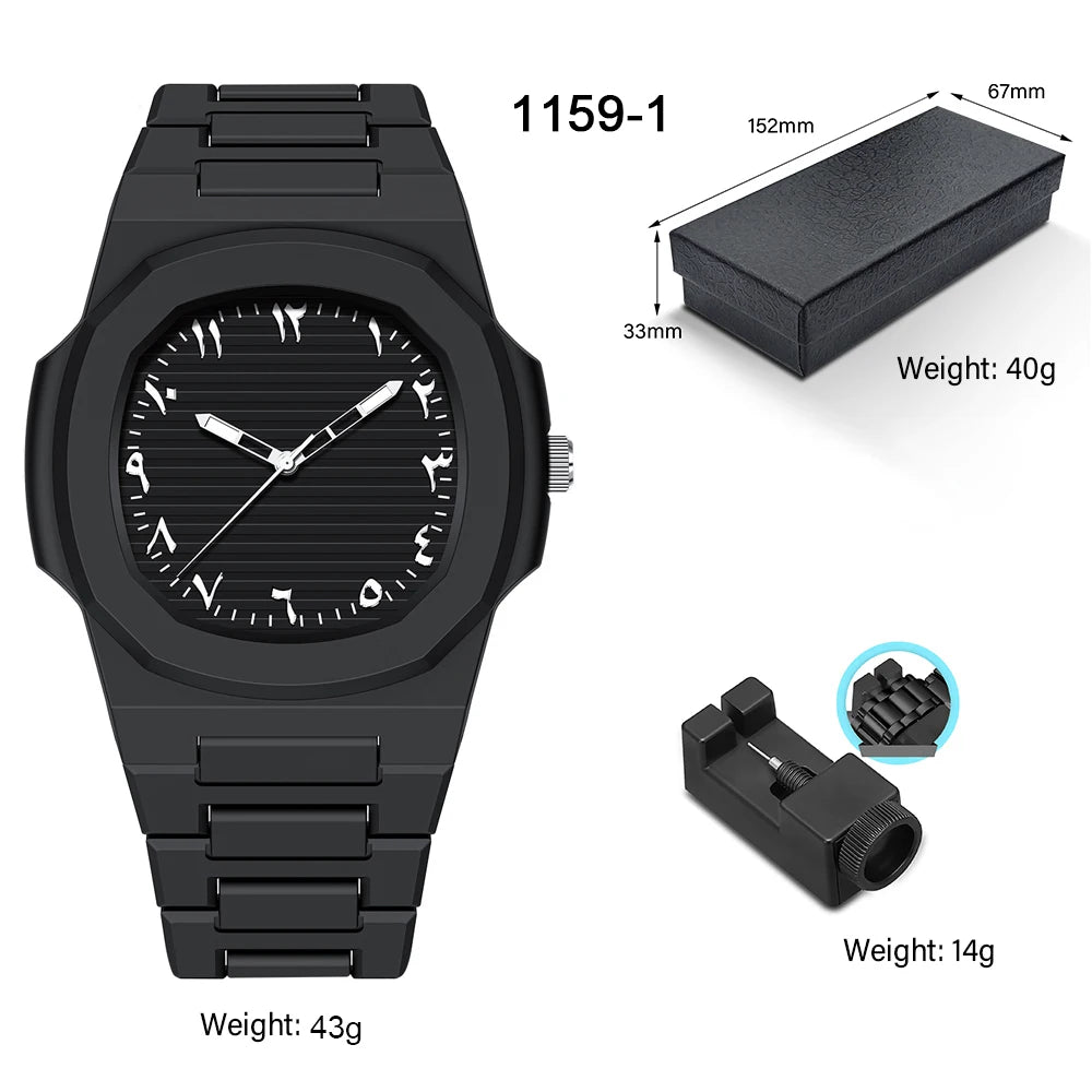 Men's Arabic Numeral Quartz Watch 30-Meter Water Resistance Casual Sports Silicone Wristband Watch Clock Nautilus Design Watch
