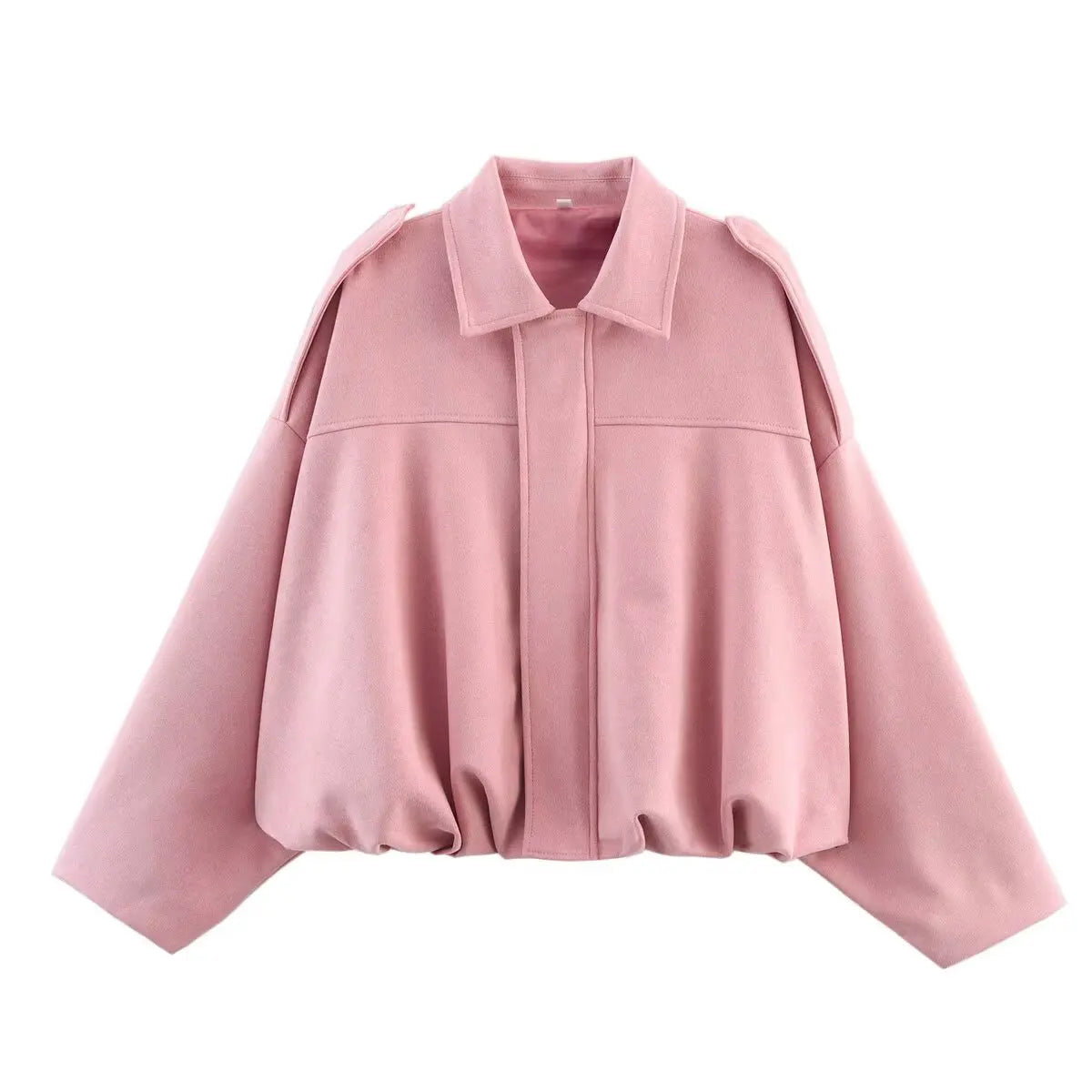 Women’s Suede-Texture Bomber Jacket – Casual Lapel Zip Coat | ETJ