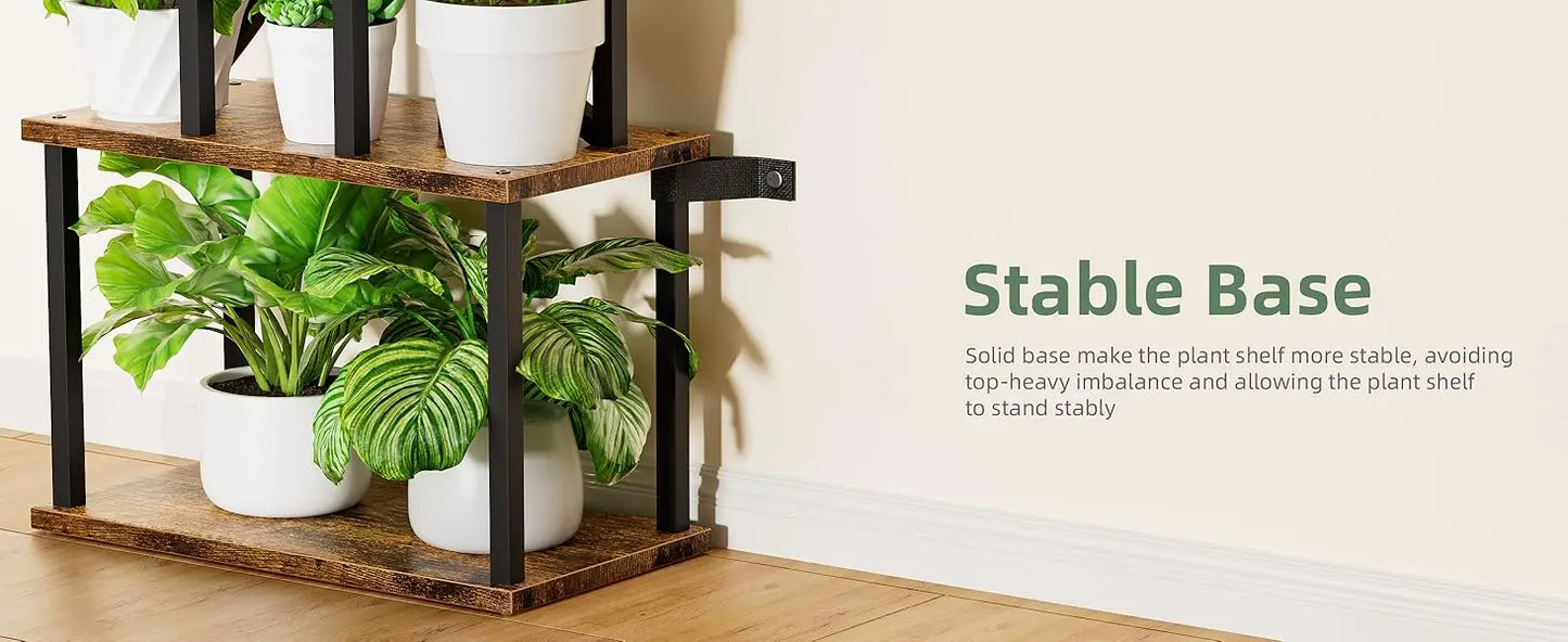 8-Tier Indoor Plant Stand with Grow Lights – Tall Metal Shelf for Corners & Living Rooms, Space-Saving Display Rack for Multiple Plants