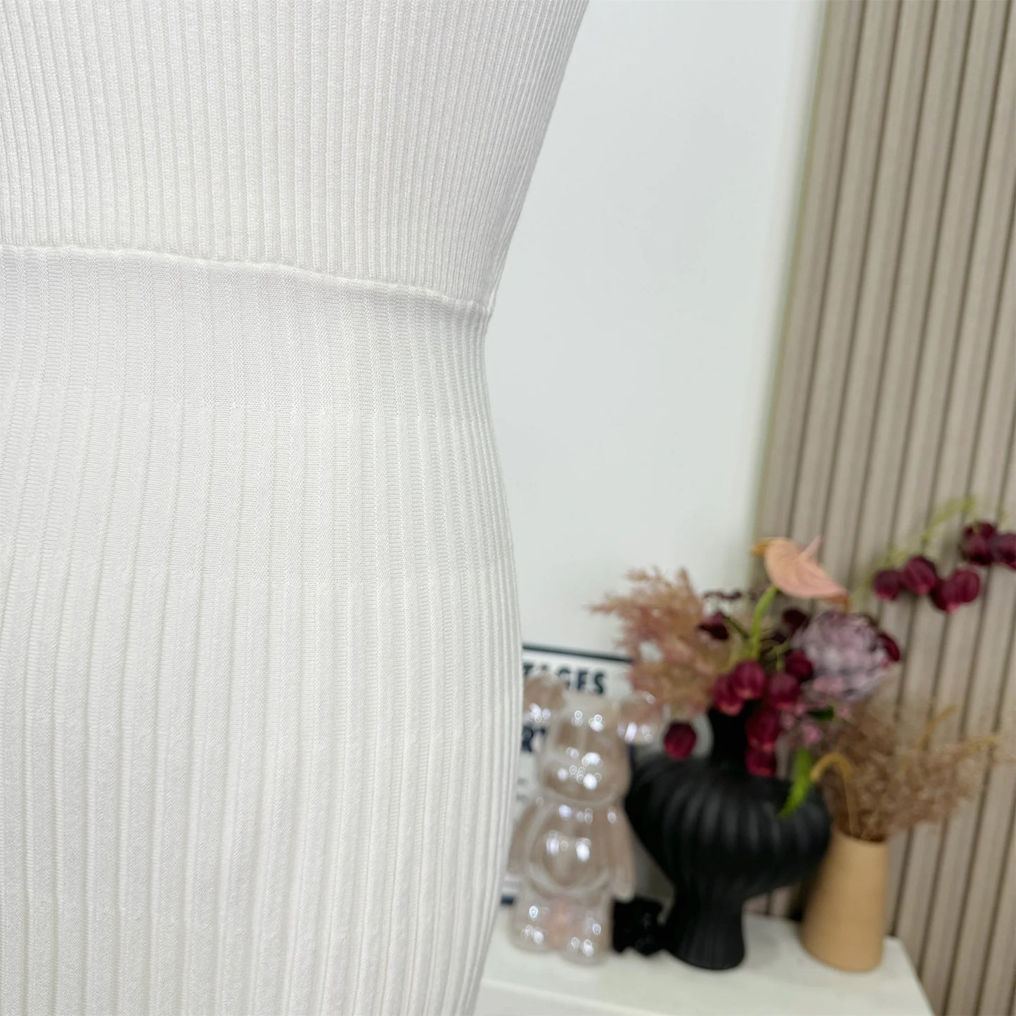 White Sleeveless Knit Midi Dress – Summer Party Style