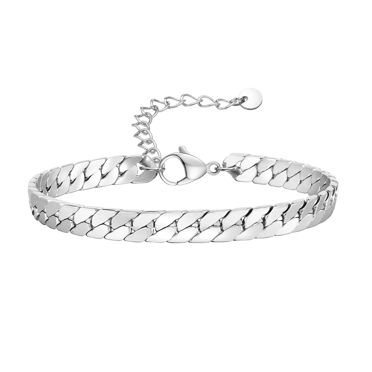 Vnox Gothic Black Cuban Chain Bracelets for Men, Stainless Steel Flat Miami Curb Links Wristband, Simple Metal Jewelry