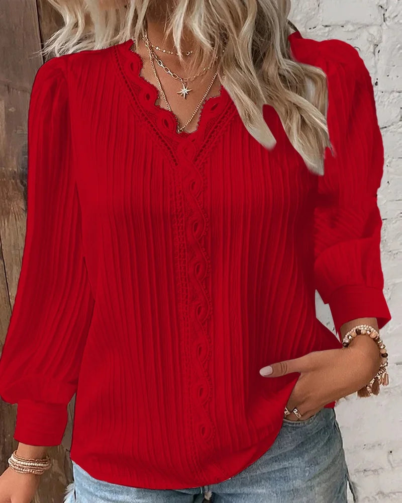 Elegant Women Blouse Shirt V Neck Lace Patchwork Short Sleeve Shirts For Women Summer Lady Tops White