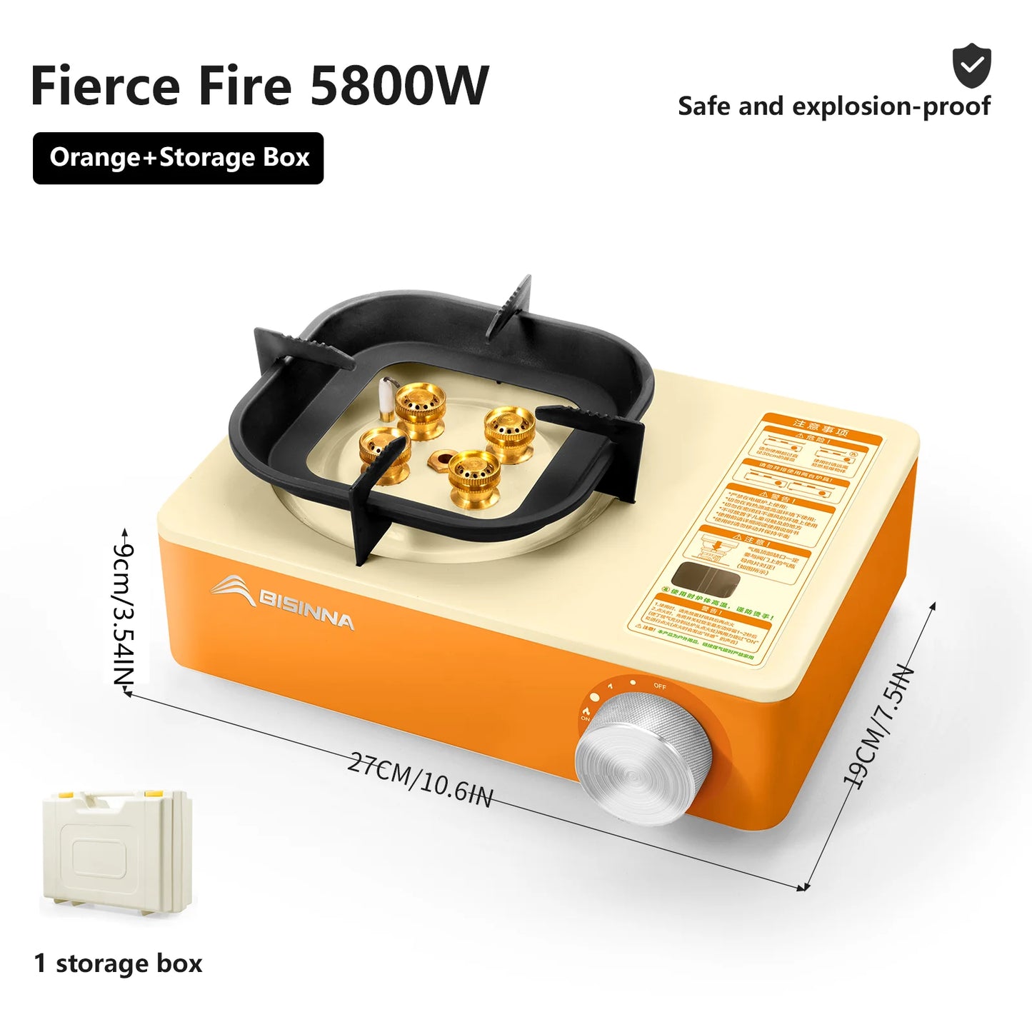 BISINNA 5800W Portable Gas Stove – Windproof Outdoor Burner for Camping, Hiking & Picnics