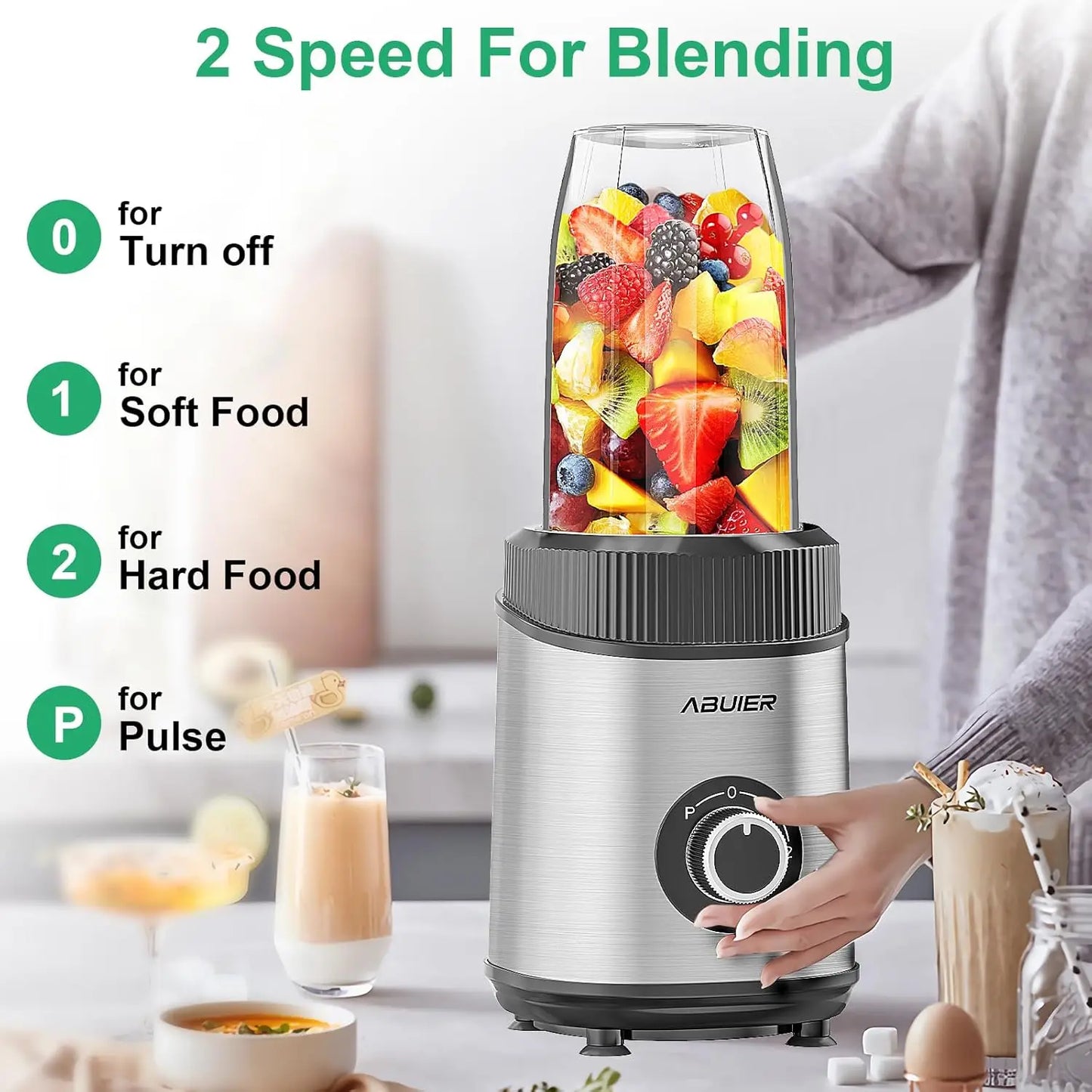 1200W Personal Smoothie Blender – 13-Piece Set with To-Go Cups & Multi-Speed Control