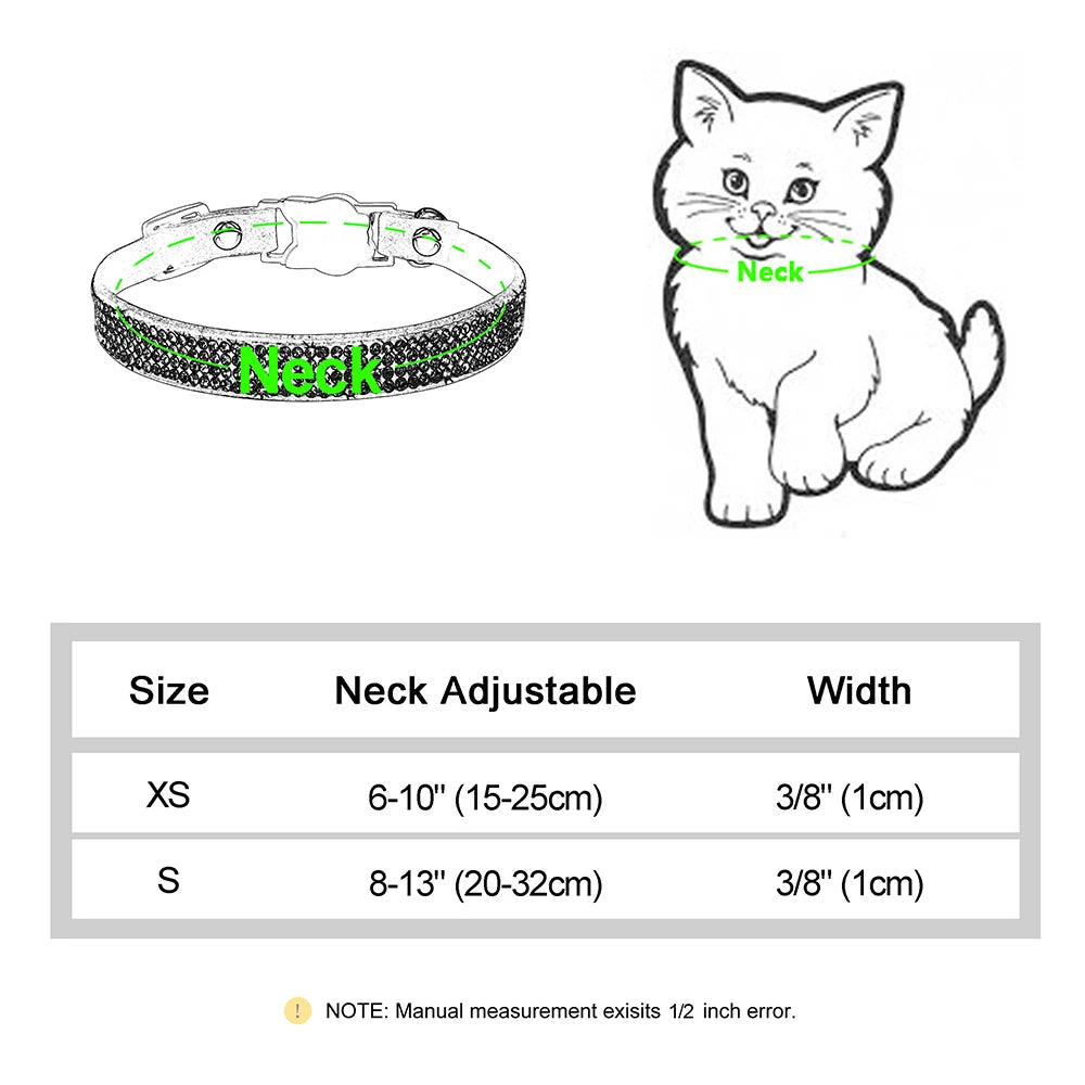 Bling Suede Cat Collar – Rhinestone Bell, Soft & Safe