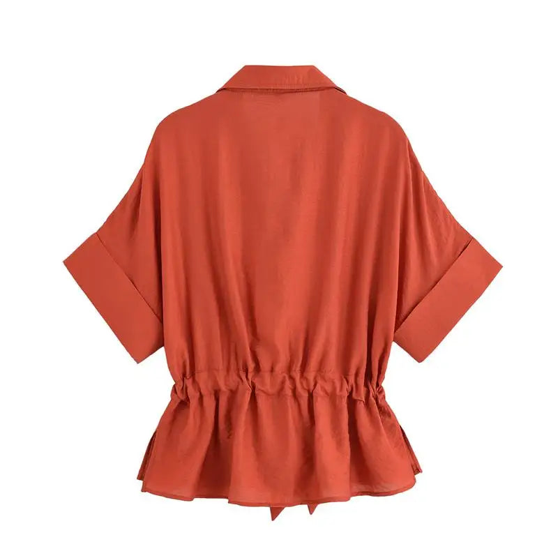 Women’s Summer 2-Piece Set – Loose Shirt & High-Waist Pants