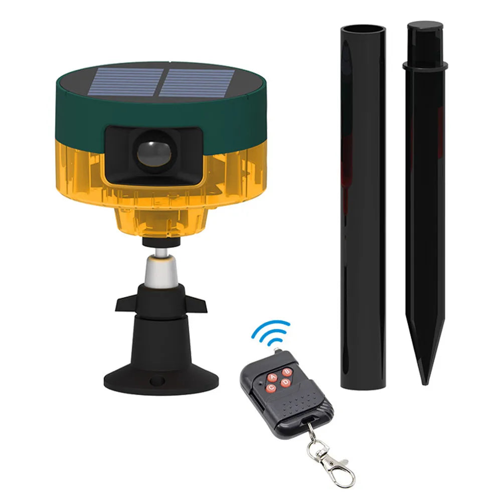 Solar Pigeon Bird Repellent with Flashing Light 1200mAh Beast Repeller 360-degree Induction Alarm IP55 for Wild Boar Rabbit Deer