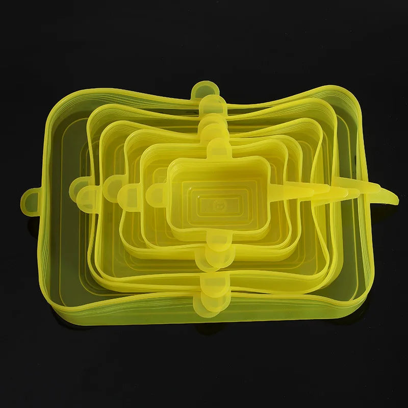 6pcs/set Silicone Covers Adaptable Silicone Lids Silicone Caps for Food Universal Dish Stretch Lids for Cans Kitchen Accessories
