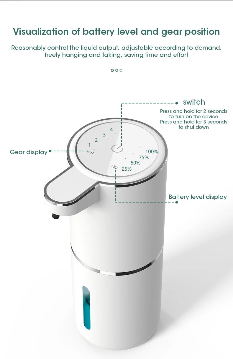 Automatic Soap Dispenser Touchless Foaming Soap Dispenser 380ml USB Rechargeable Electric 4 Level Adjustable Foam Soap Dispenser
