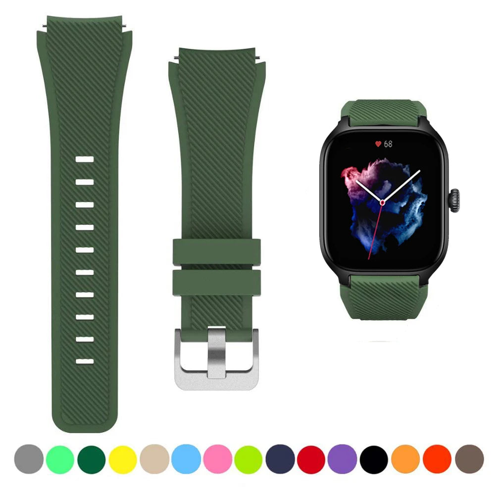 20mm/22mm Watch band For Amazfit GTS/2/2e/3/4 GTS2 Mini/GTR 4/3/Pro/GTR2/2e/stratos 2/3 Silicone Bracelet Amazfit bip 6 5 strap