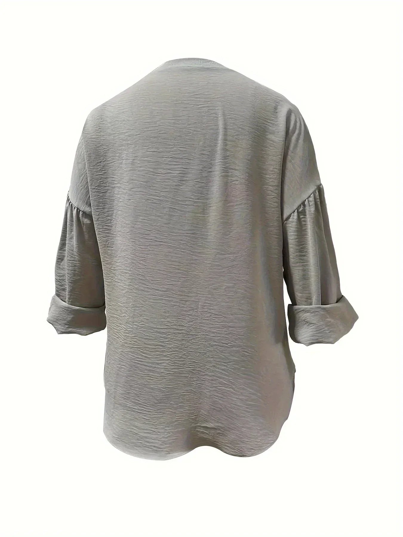 Plus Size 1XL-5XL Women's CasualLadies Fashion Solid Blouse Solid Color Loose Tops V-neck Blouse Long Sleeve Shirt