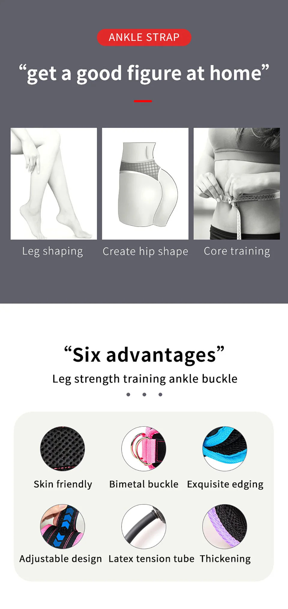 LOOGDEEL TPE Resistance Bands Ankle Straps Fitness D-Ring Support Ankle Cuffs Yoga Band Gym Guard Leg Strength Safety Extensions