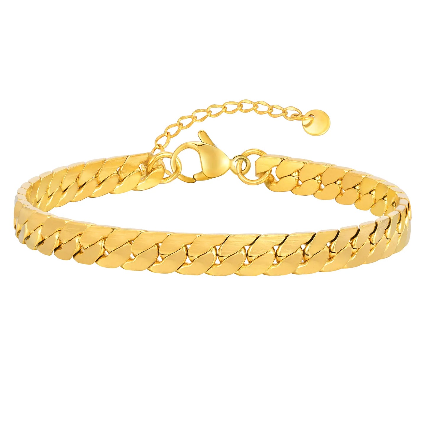 Vnox Gothic Black Cuban Chain Bracelets for Men, Stainless Steel Flat Miami Curb Links Wristband, Simple Metal Jewelry