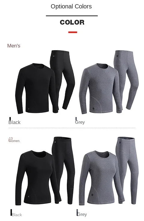 30 Zones Heating Heated Underwear Women Men Motorcycle Jacket USB Electric Heating Underwear Fleece