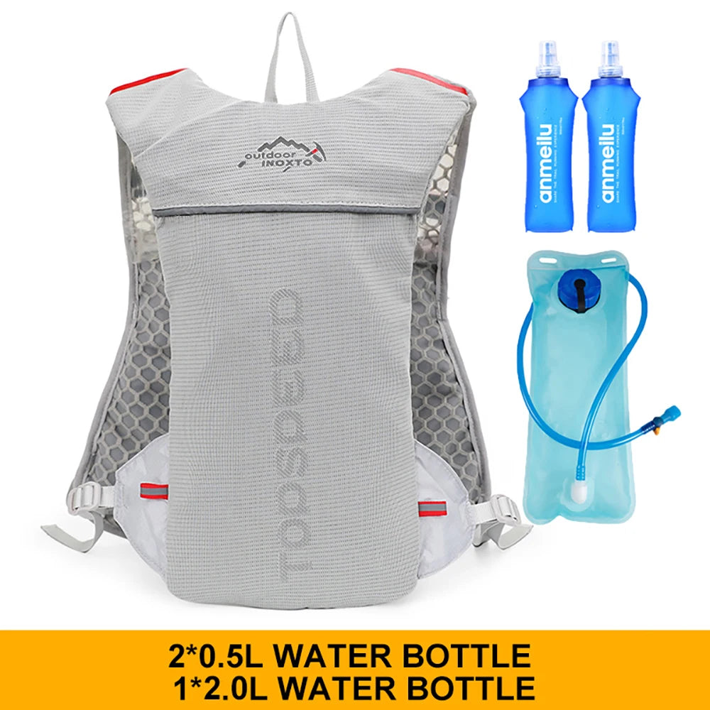 5L Ultralight Hydration Running Vest – Breathable Marathon & Cycling Backpack with 2×500ML Bottles