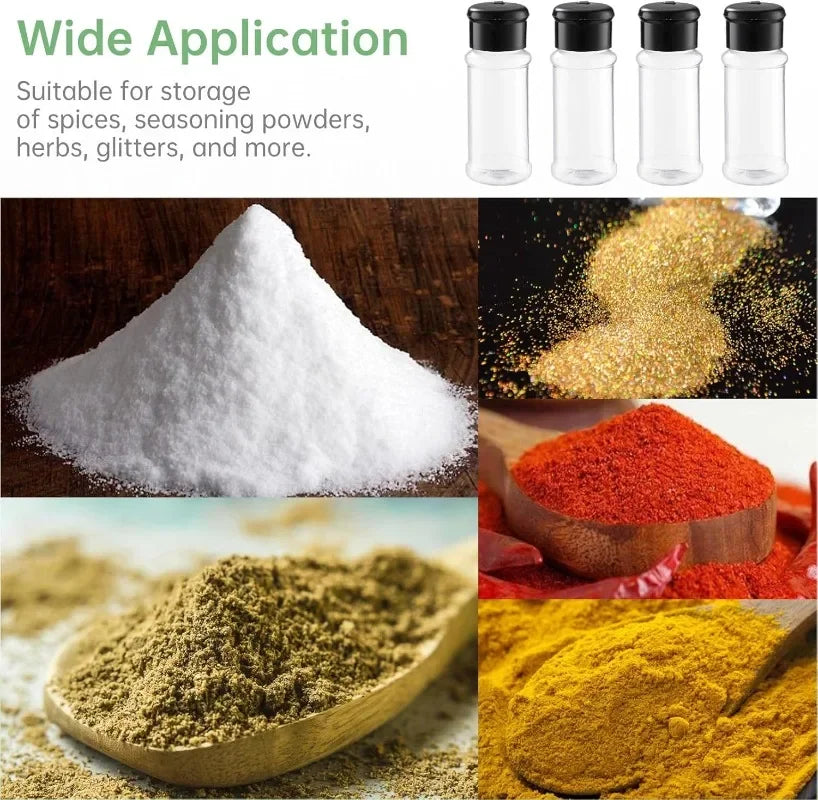 Compact Plastic Spice Shaker Bottles – Portable 100ml Seasoning Jars for Kitchen & BBQ