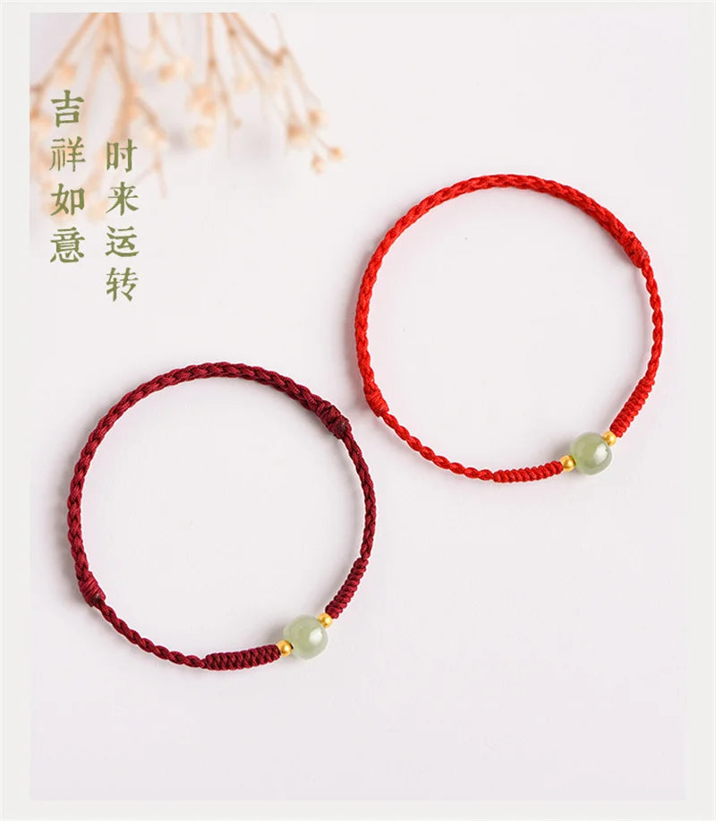 Handmade Adjustable Jade Bead Couples Bracelet – Lucky Charm