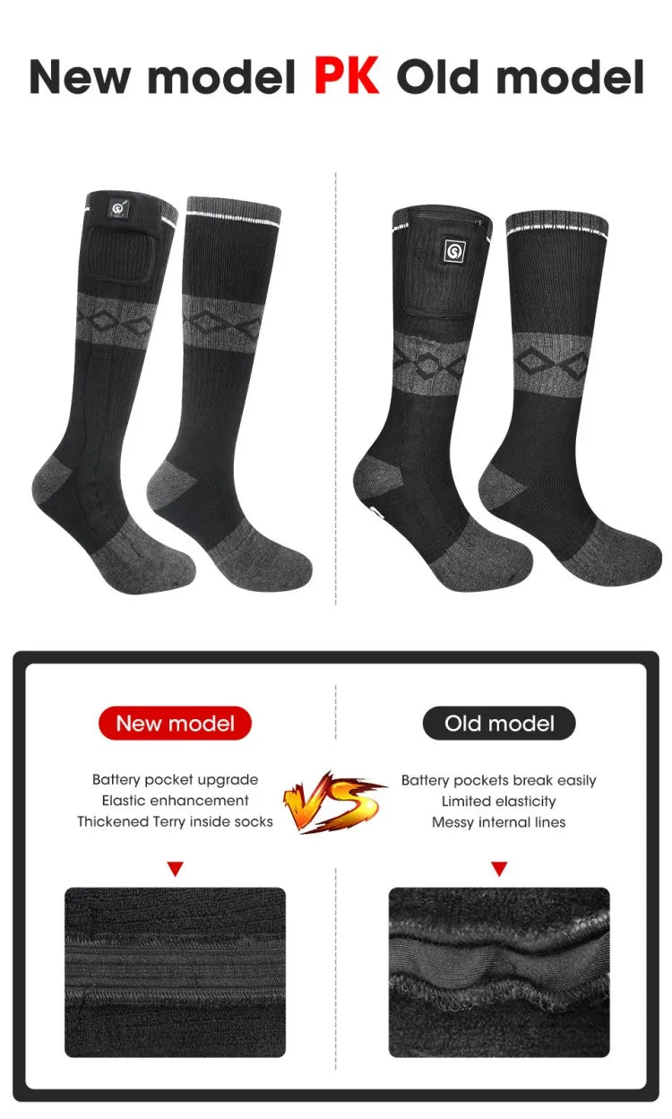 SNOW DEER Rechargeable Electric Skiing Heated Socks Winter Warm Thermal Cycling Sock Stocking Men Women For Motorcycle Cycling
