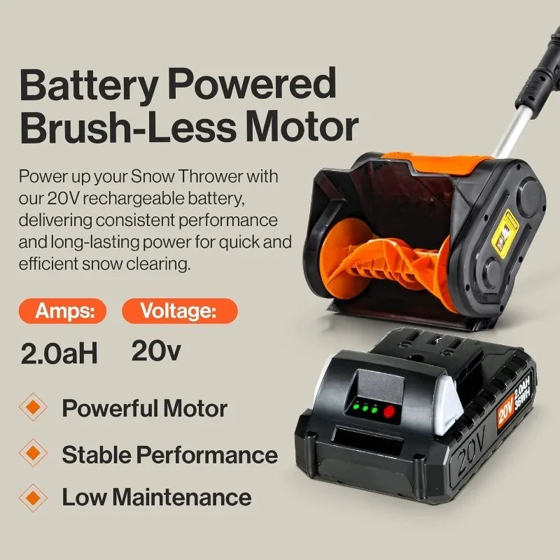 SuperHandy Cordless Snow Shovel, 20V 2Ah Electric Snow Thrower - Lightweight, 10"x5" Clearing Path, 25 ft Throwing Distance, 300