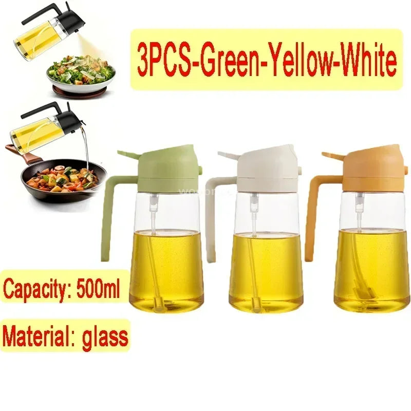 2-in-1 Glass Oil Dispenser & Sprayer | Leakproof, Non-Slip Kitchen Mister