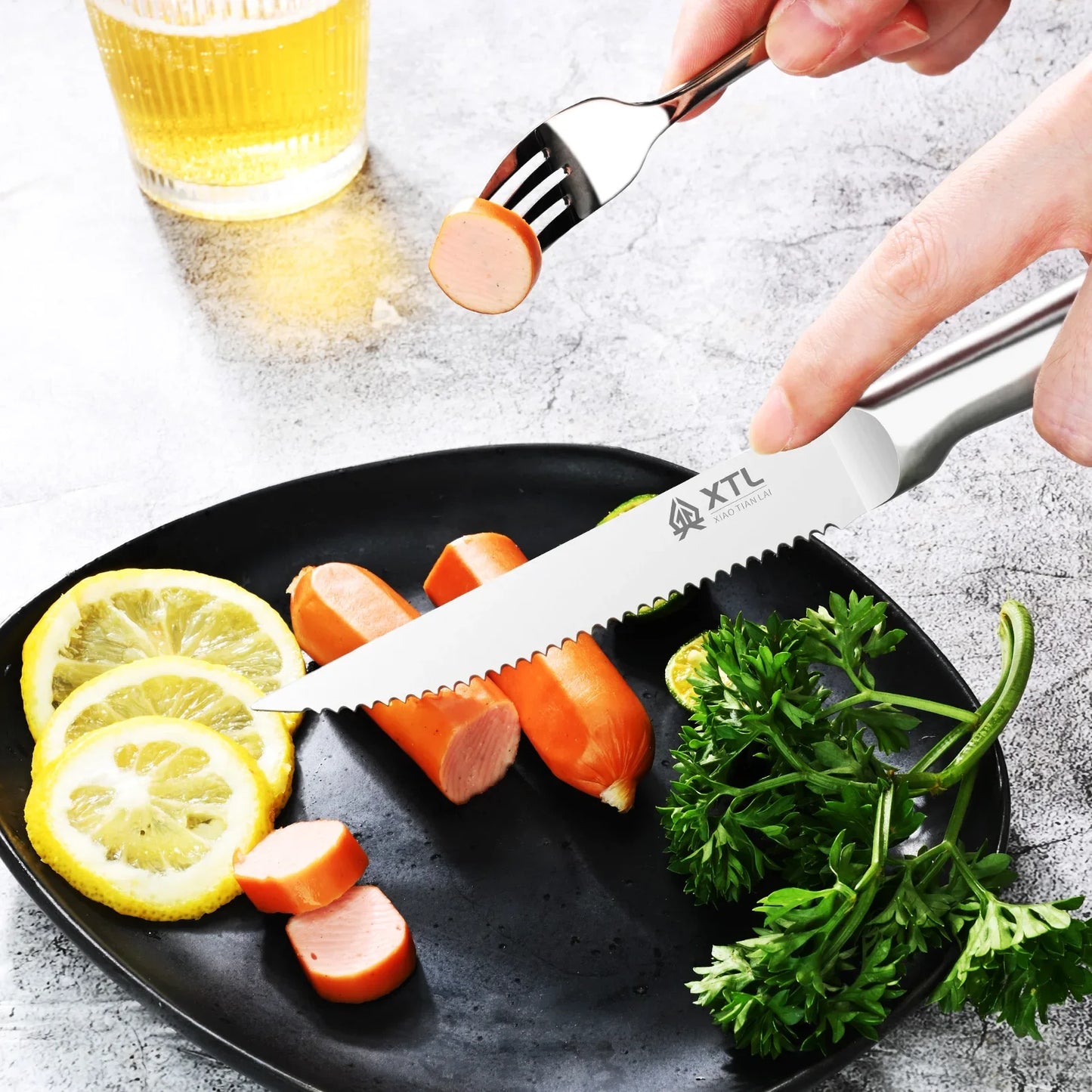 Steak Knife Cutlery Set - Knife, Fork and Spoon Set - Seiko Home Stainless Steel serrated steak cut - Kitchen Knife 4/6/8/pcs
