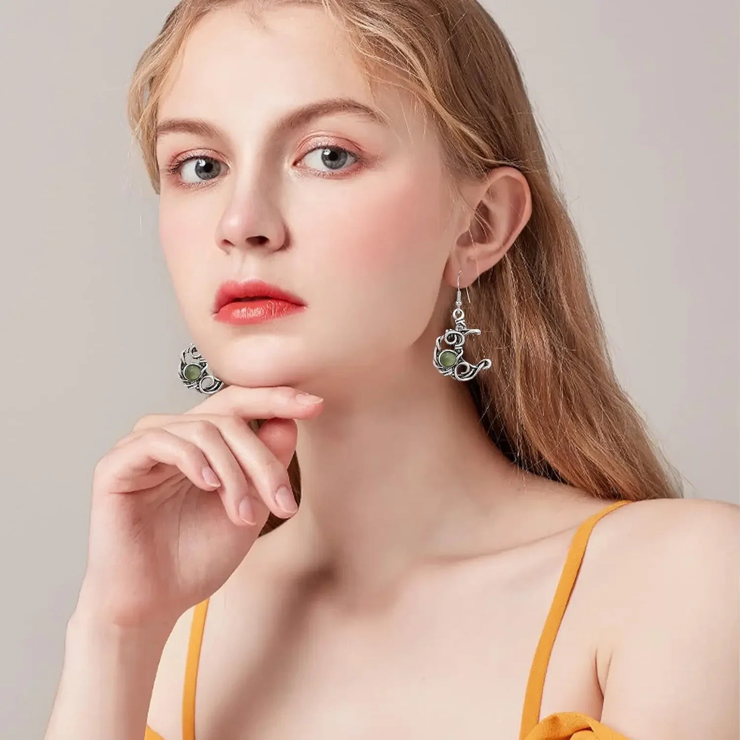Boho Sun & Moon Drop Earrings – Vintage Crystal Jewelry for Women