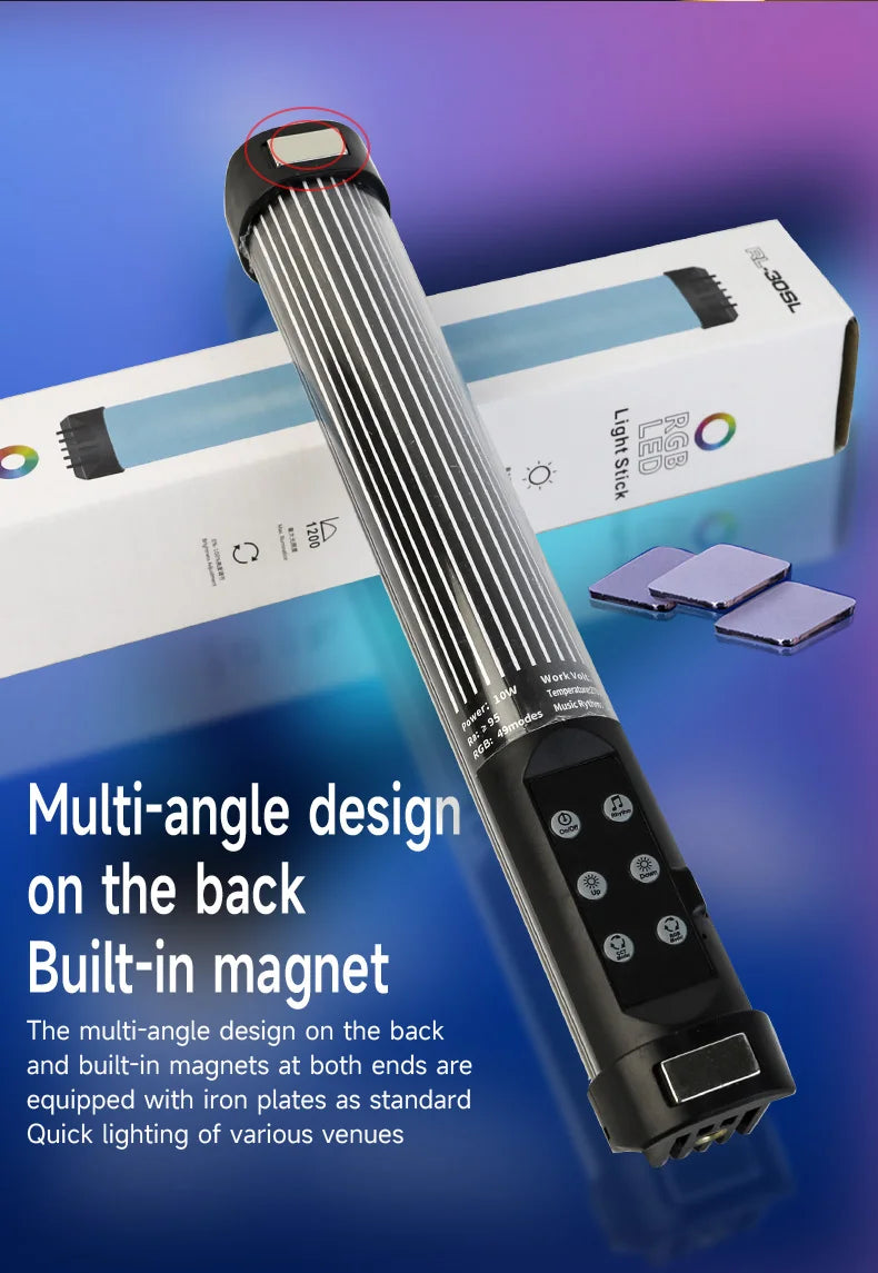 RGB Led Video Light Stick Wand Portable Studio Photography Lighting for YouTube Painting Vlog Live Streaming Self Broadcasting