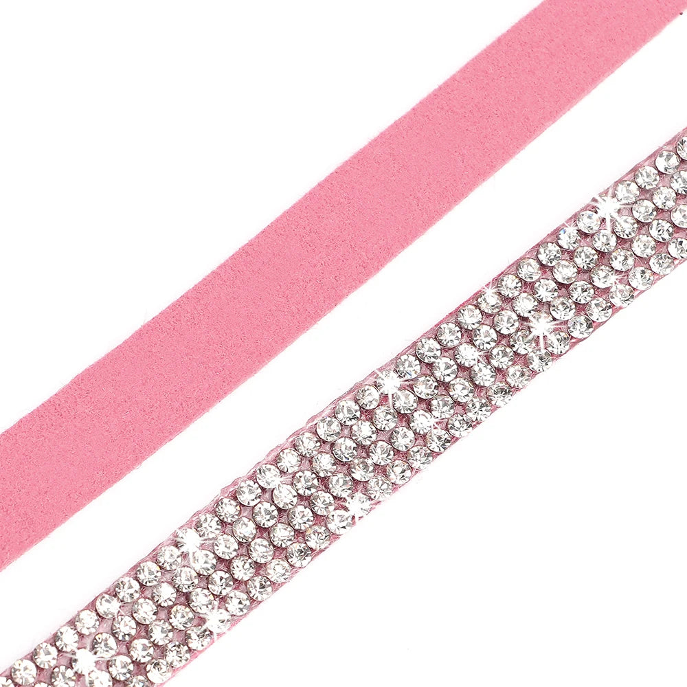 Bling Suede Cat Collar – Rhinestone Bell, Soft & Safe