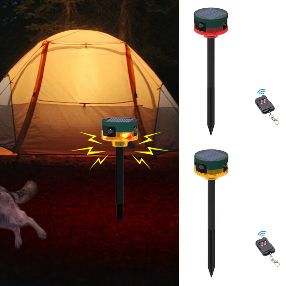 Solar Pigeon Bird Repellent with Flashing Light 1200mAh Beast Repeller 360-degree Induction Alarm IP55 for Wild Boar Rabbit Deer