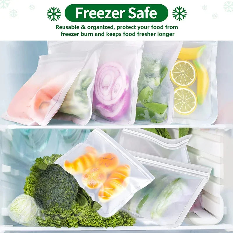 10-Pack Reusable Leakproof Food Storage Bags – BPA-Free & Freezer Safe