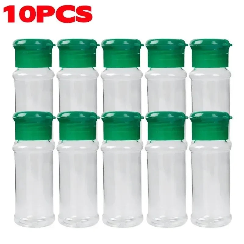 Compact Plastic Spice Shaker Bottles – Portable 100ml Seasoning Jars for Kitchen & BBQ