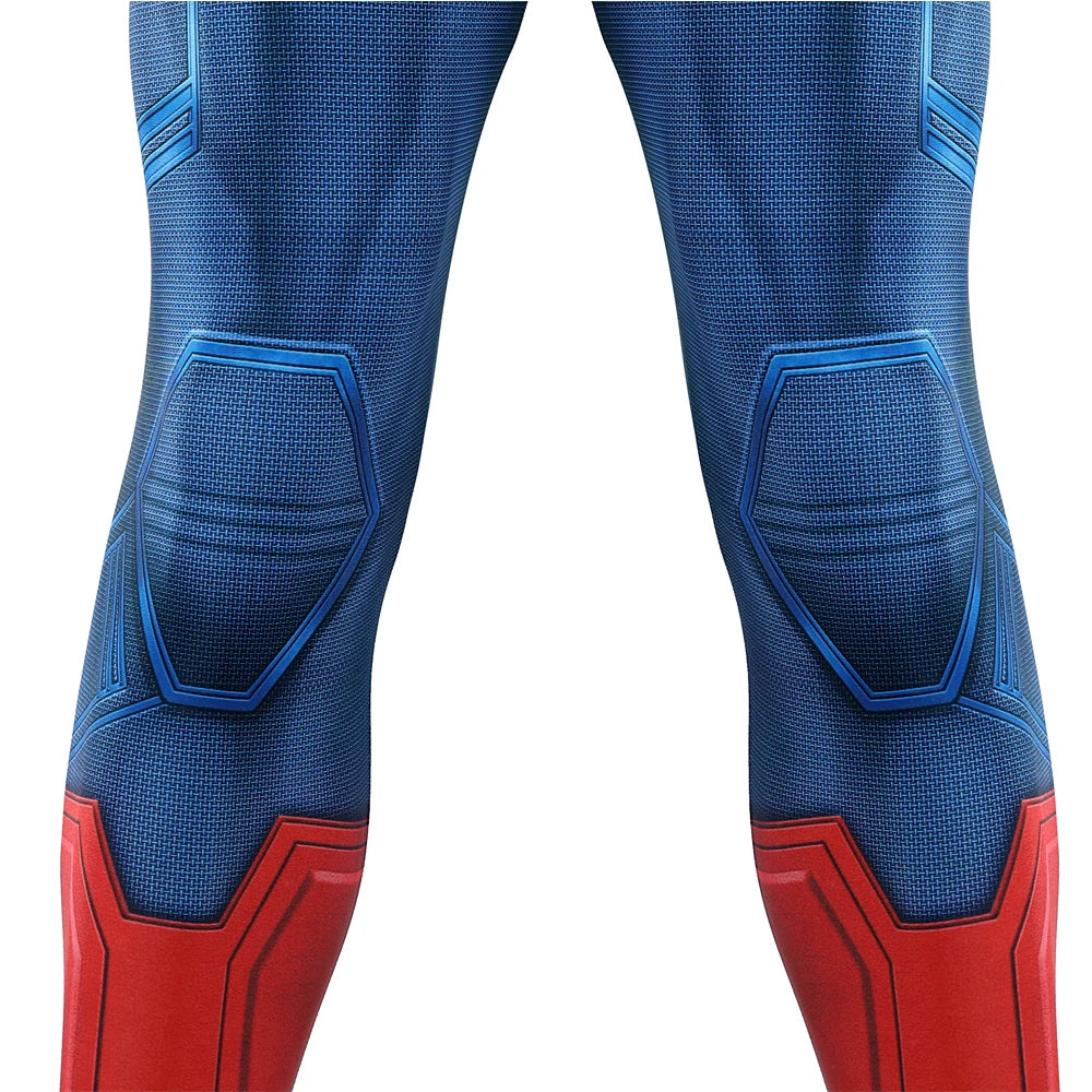 Hero Zentai Man Clark Kent Disguise Super High Quality Halloween Cosplay Costume Bodysuit with Red Cloak 3D Printed Kent Outfit