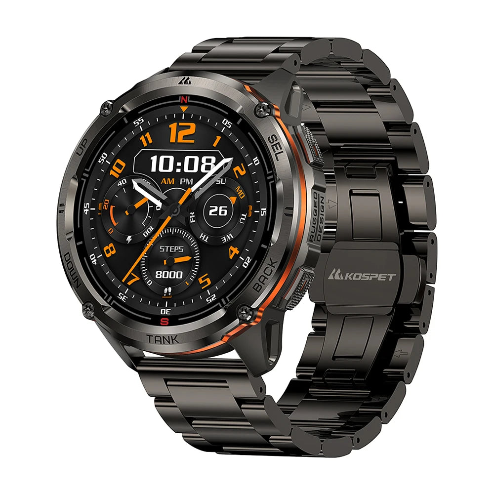 KOSPET TANK T3 Ultra 2 GPS Smart Watch For Men Smartwatch Compass Altimeter Barometric 5ATM IP69K Waterproof AMOLED Mens Watches
