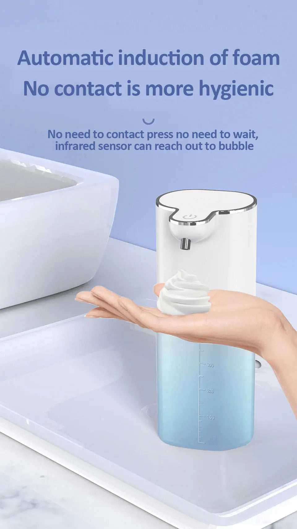Touchless Automatic Foam Soap Dispenser – 400ml USB Rechargeable