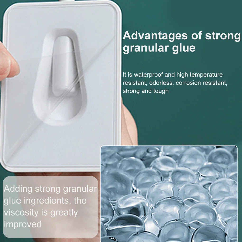 Adjustable Shower Head Holder with Hooks – No-Drill Wall Mount