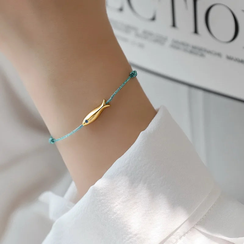 VENTFILLE 925 Sterling Silver Koi Fish Anklet Rope for Women Girl Cute Fashion Summer Jewelry Dropshipping Wholesale