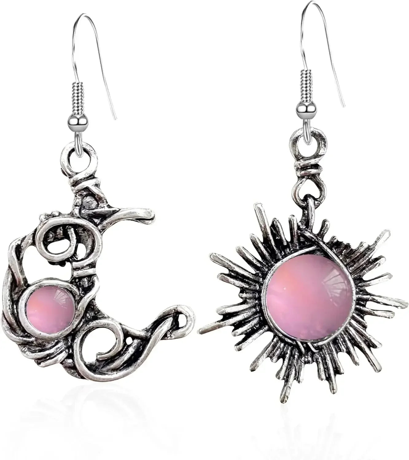 Boho Sun & Moon Drop Earrings – Vintage Crystal Jewelry for Women