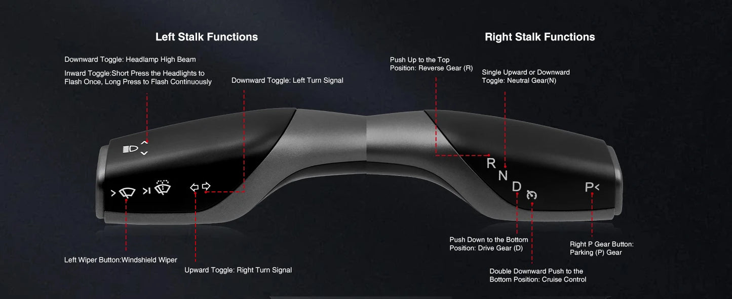 Catronics For Tesla Model 3 Highland Gear Shift Turn Stalks Gear Shifter Lever Signal Wiper Handle Shift Lever Car Accessories