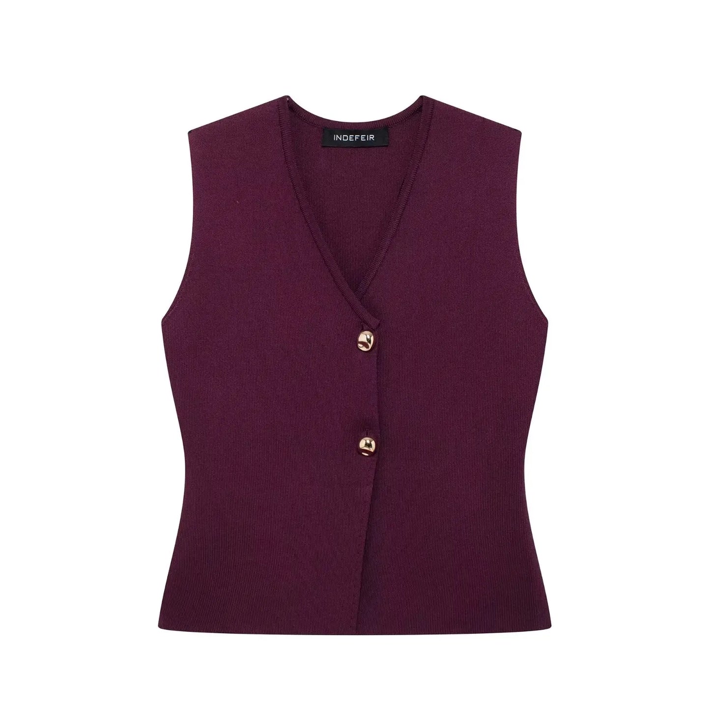 Elegant Wine Red Knitted Skirt Set for Women – V-Neck Vest & High-Waist Midi Skirt | Spring/Summer 2025