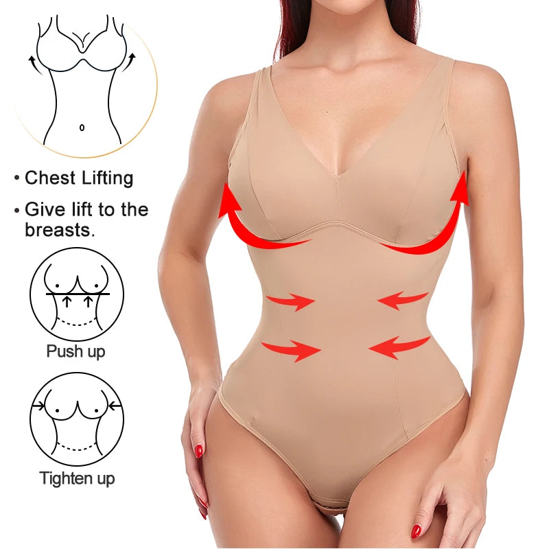 Women's Shapewear Bodysuit with Built-in Bra & Tummy Control