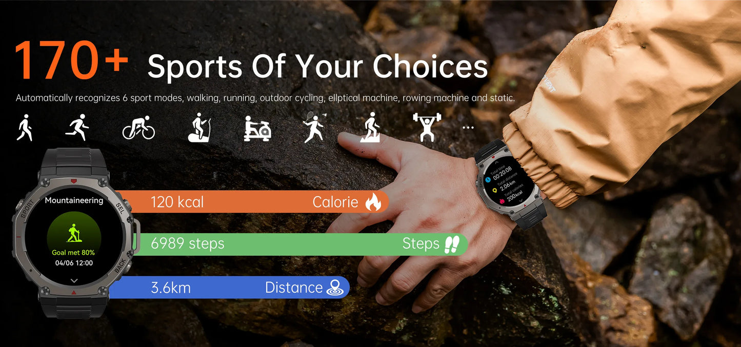 T-Rex 3 GPS Smart Watch 10ATM IP69K Waterproof Clock Compass Altimeter Call Military Sports Smartwatch Men For HUAWEI Bracelet