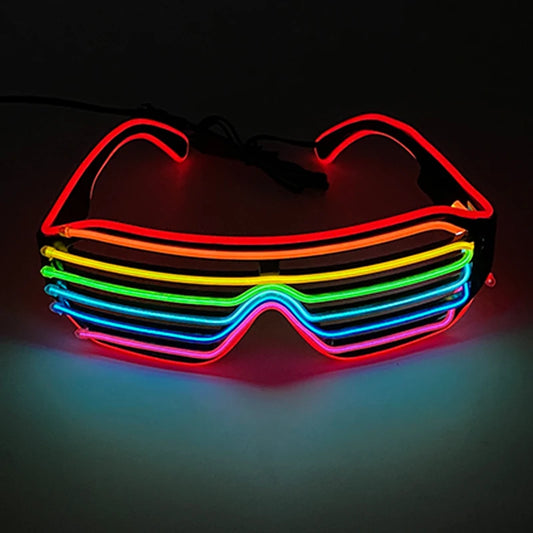 Fluorescent Colorful Glowing Glasses LED Light Up Party Glasses For Men Women Club Props Rainbow Neon Glasses Christmas Decor