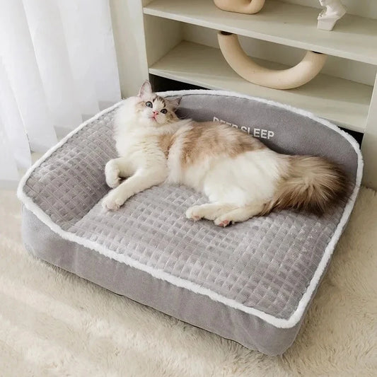 Cozy Corduroy Pet Bed – Warm Winter Sofa for Dogs & Cats