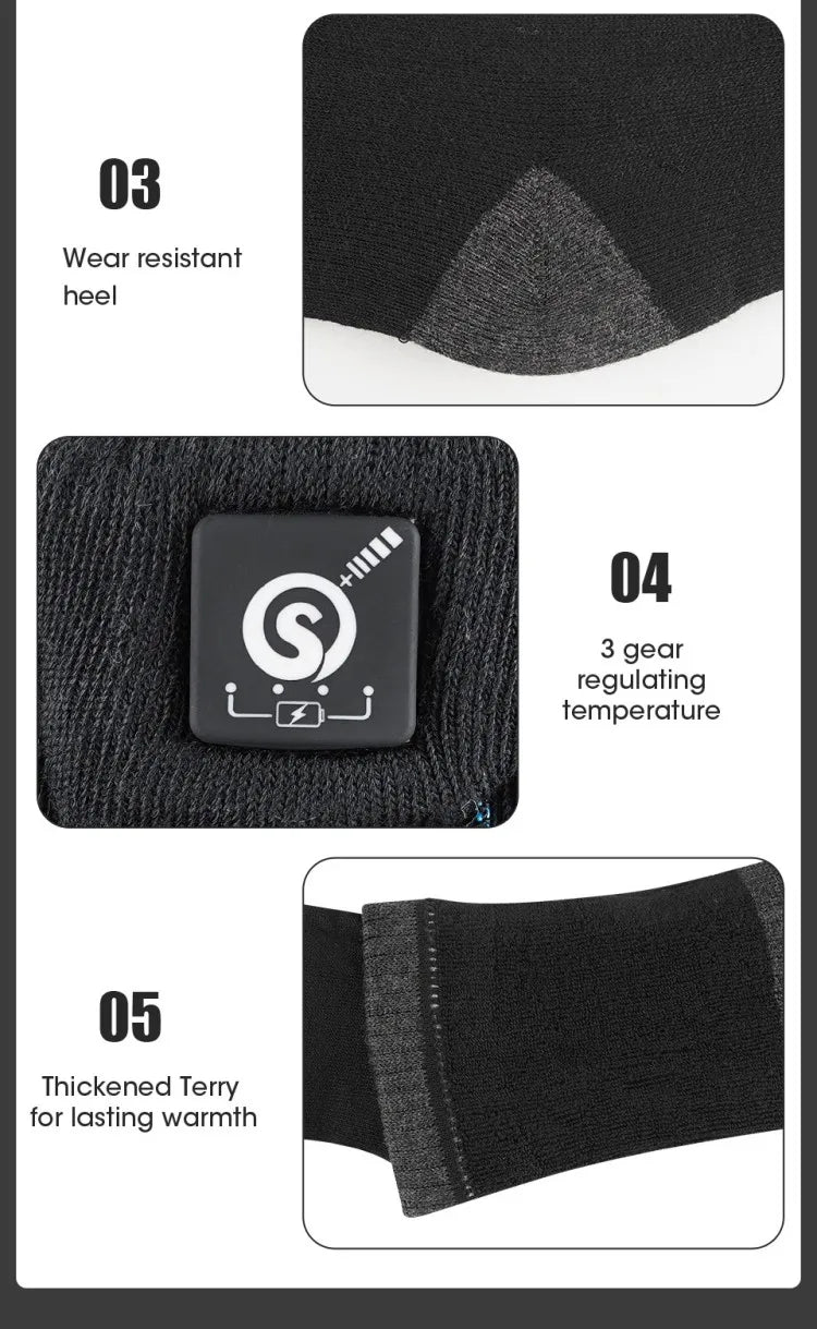 SNOW DEER Rechargeable Electric Skiing Heated Socks Winter Warm Thermal Cycling Sock Stocking Men Women For Motorcycle Cycling
